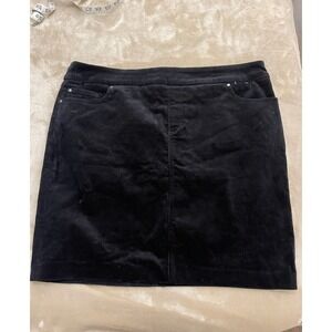 SC & CO Corduroy Skirt Black XL Womens A Line Elastic Waist Pockets